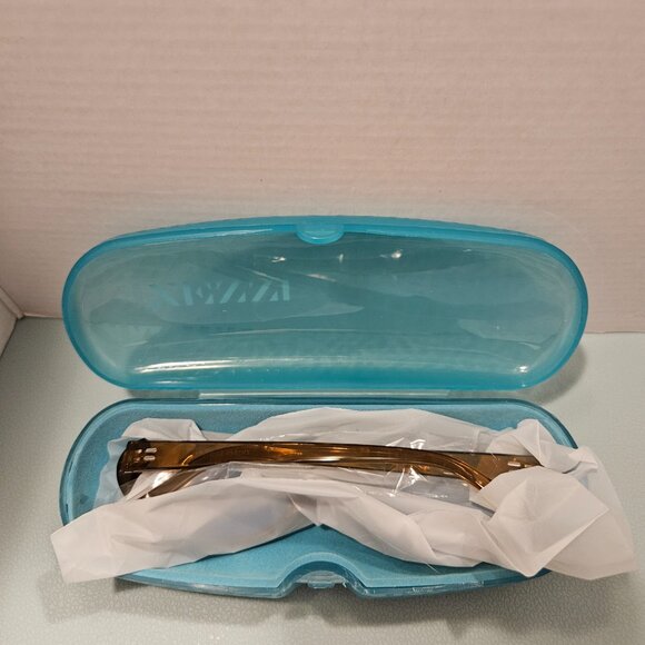 Fashion Oval Clear Brown Frame with Light Blue Lenses Sunglasses - NWOT - Picture 8 of 14